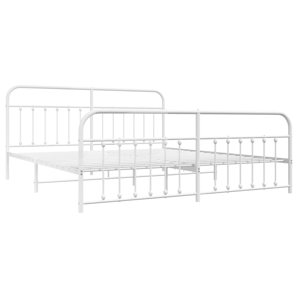 vidaXL Bed Frame | White | Steel | 200x200 cm | Bed Frame | Rectangular