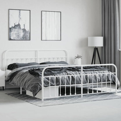 vidaXL Bed Frame | White | Steel | 200x200 cm | Bed Frame | Rectangular