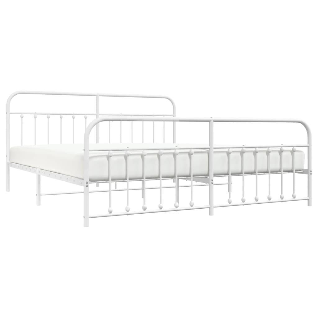 vidaXL Bed Frame | White | Steel | 200x200 cm | Bed Frame | Rectangular