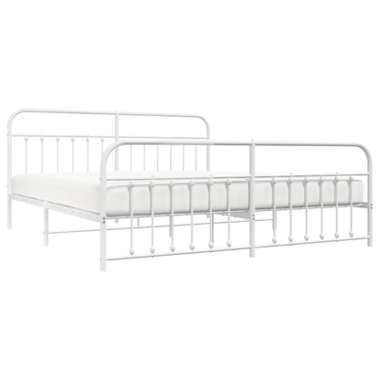 vidaXL Bed Frame | White | Steel | 200x200 cm | Bed Frame | Rectangular