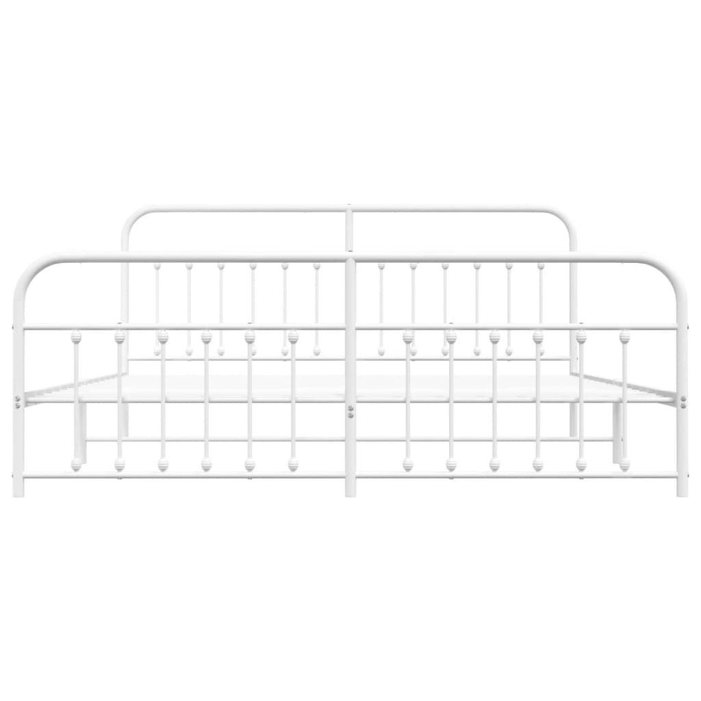 vidaXL Bed Frame | White | Steel | 200x200 cm | Bed Frame | Rectangular