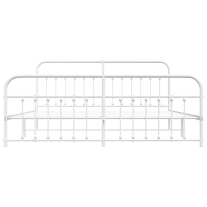 vidaXL Bed Frame | White | Steel | 200x200 cm | Bed Frame | Rectangular