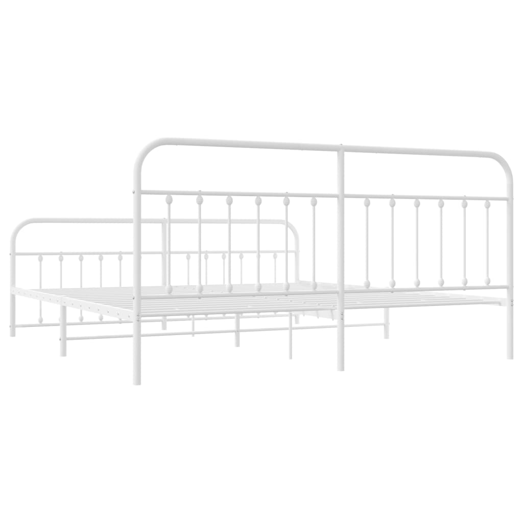 vidaXL Bed Frame | White | Steel | 200x200 cm | Bed Frame | Rectangular