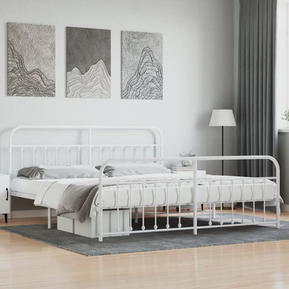 vidaXL Bed Frame | White | Steel | 200x200 cm | Bed Frame | Rectangular