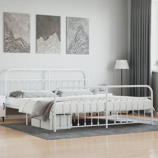 vidaXL Bed Frame | White | Steel | 200x200 cm | Bed Frame | Rectangular