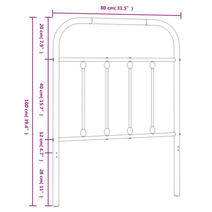 vidaXL Metal Replace Headboard White 75 cm