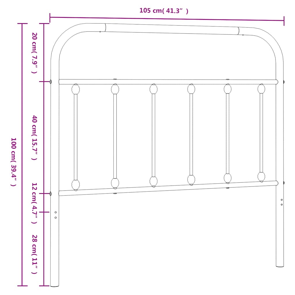 vidaXL Metal Replace Headboard White 100 cm