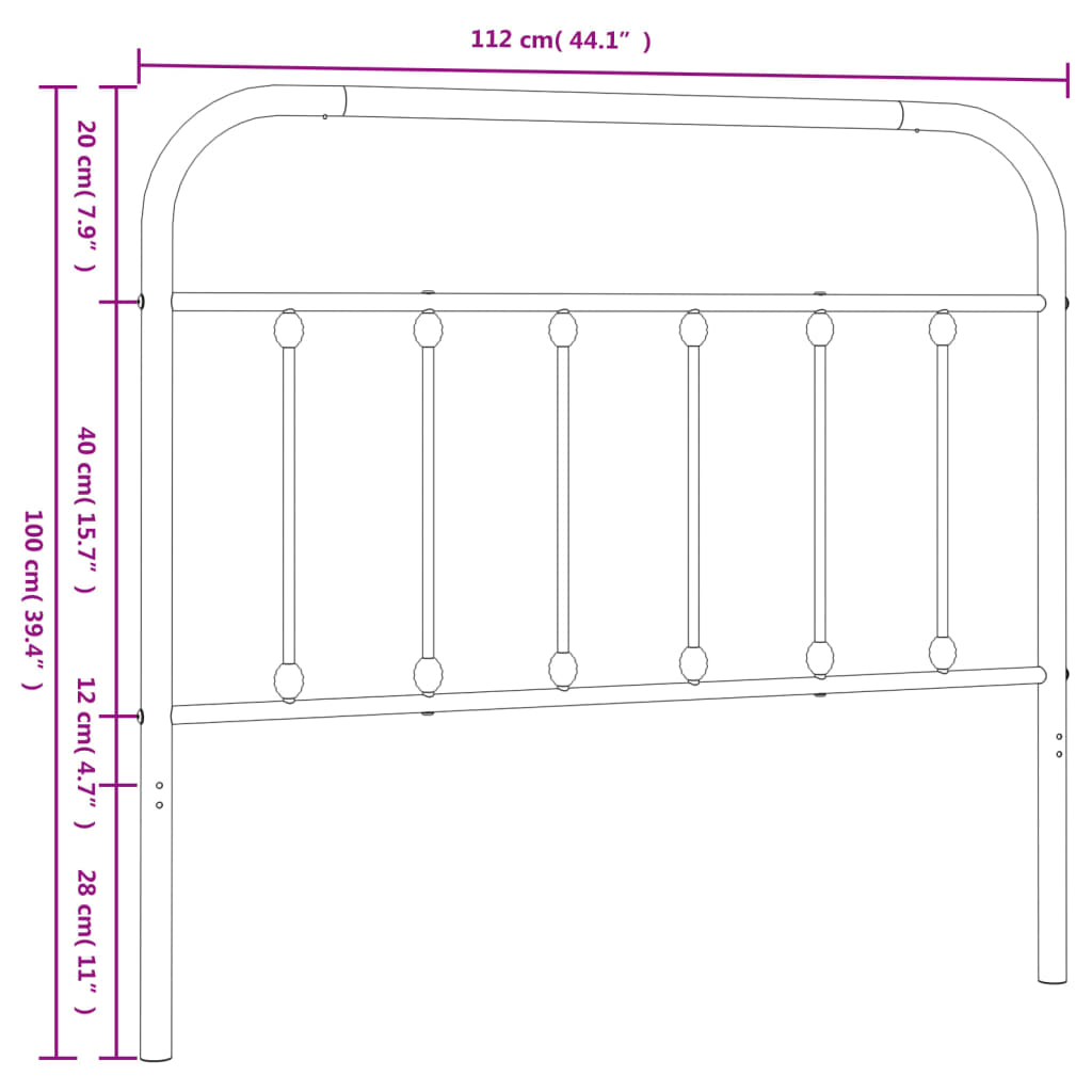 vidaXL Metal Replace Headboard White 107 cm