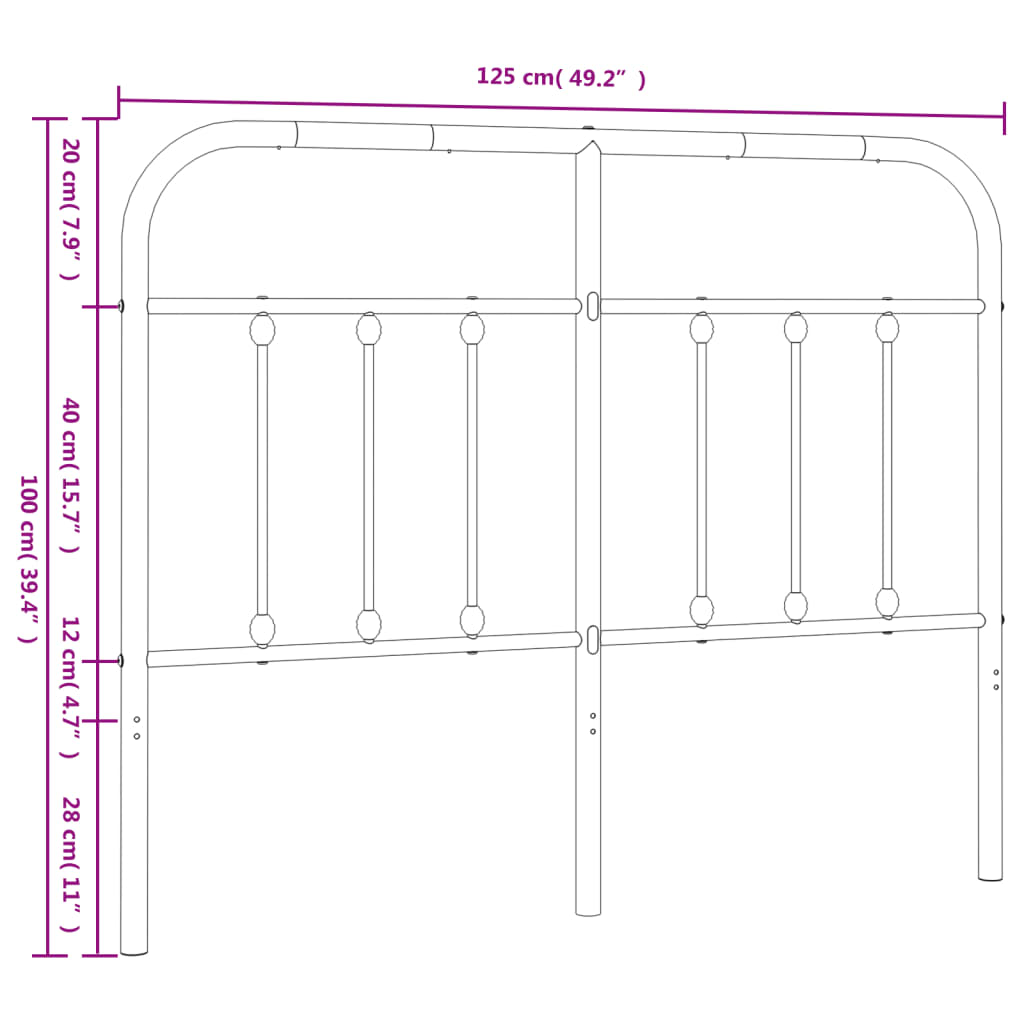 vidaXL Metal Replace Headboard White 120 cm