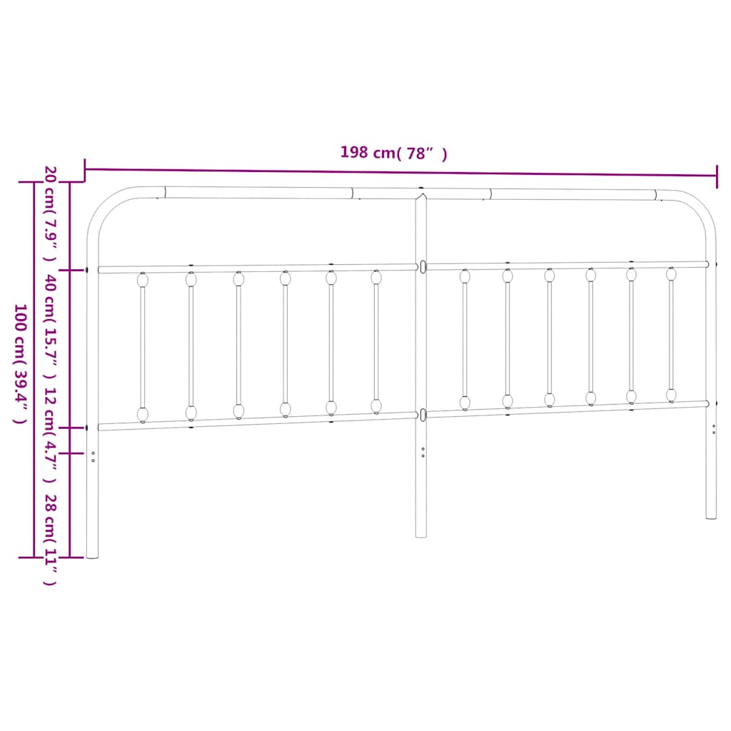 vidaXL Headboard | White | Steel | 193 cm | Durable | Bed Headboard