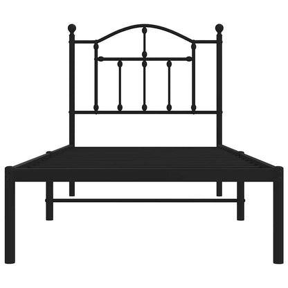 vidaXL Metal Bed Frame without Mattress with Headboard Black 80x200cm