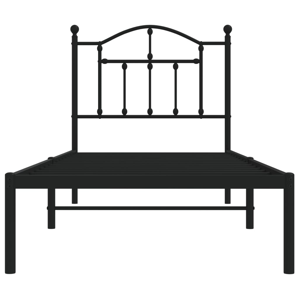 vidaXL Metal Bed Frame without Mattress with Headboard Black 90x190cm