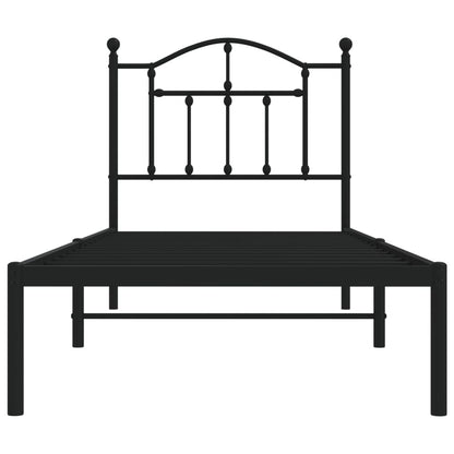 vidaXL Metal Bed Frame without Mattress with Headboard Black 90x190cm