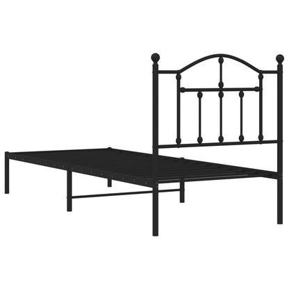 vidaXL Metal Bed Frame without Mattress with Headboard Black 90x190cm