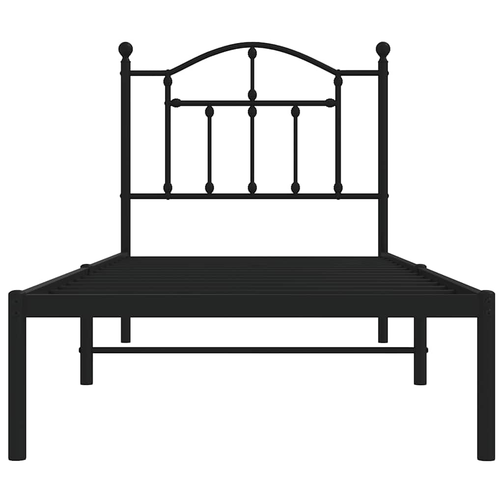 vidaXL Metal Bed Frame without Mattress with Headboard Black 90x200cm