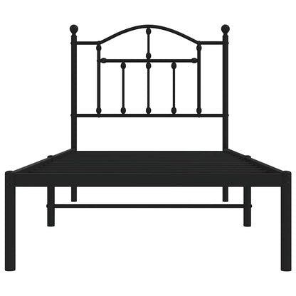 vidaXL Metal Bed Frame without Mattress with Headboard Black 90x200cm