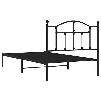 vidaXL Metal Bed Frame without Mattress with Headboard Black 100x190cm