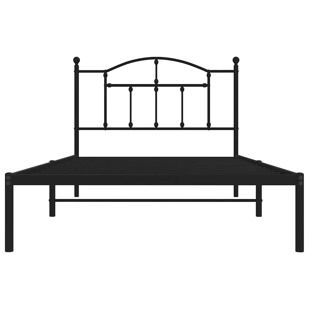 vidaXL Metal Bed Frame without Mattress with Headboard Black 100x200cm