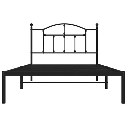 vidaXL Metal Bed Frame without Mattress with Headboard Black 100x200cm