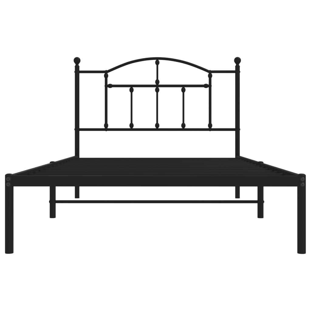 vidaXL Metal Bed Frame without Mattress with Headboard Black 107x203cm