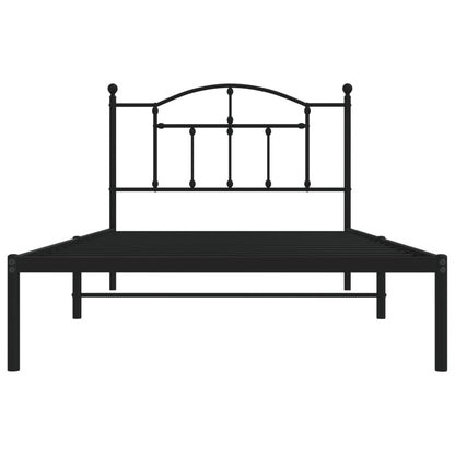 vidaXL Metal Bed Frame without Mattress with Headboard Black 107x203cm