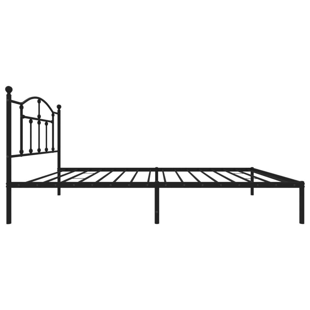 vidaXL Metal Bed Frame without Mattress with Headboard Black 107x203cm