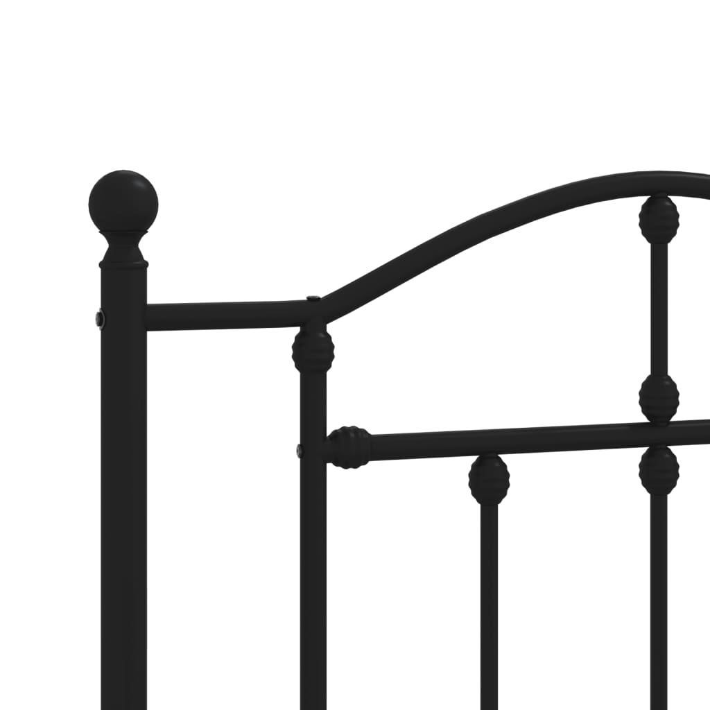 vidaXL Metal Bed Frame without Mattress with Headboard Black 107x203cm