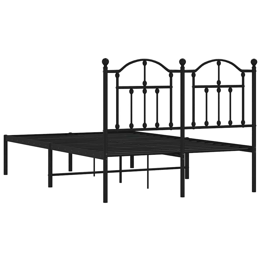 vidaXL Metal Bed Frame without Mattress with Headboard Black 120x200cm