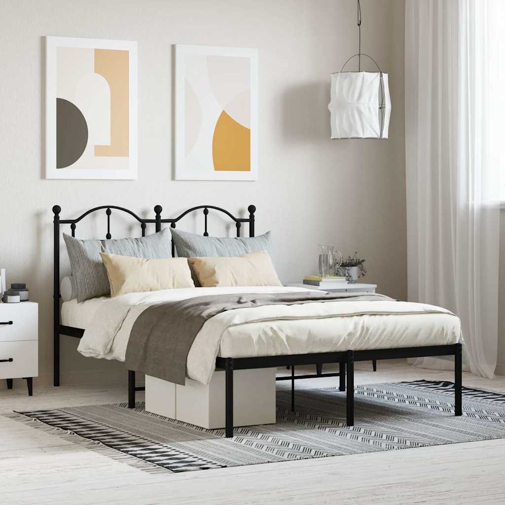 vidaXL Metal Bed Frame without Mattress with Headboard Black 120x200cm