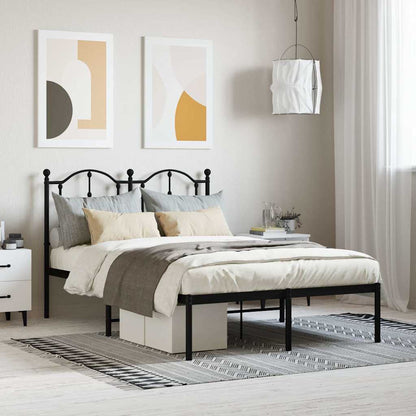 vidaXL Metal Bed Frame without Mattress with Headboard Black 120x200cm