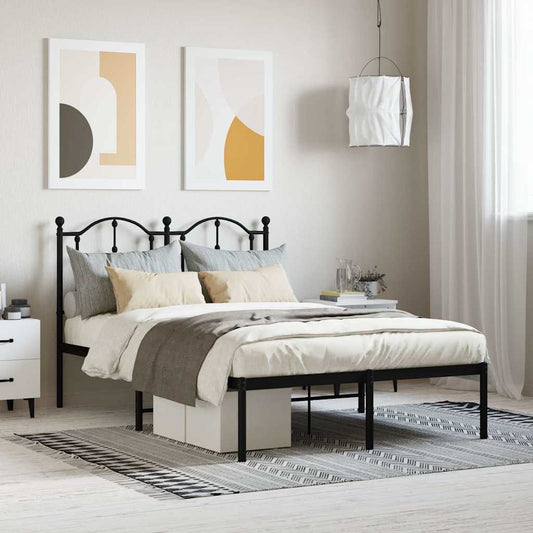 vidaXL Metal Bed Frame without Mattress with Headboard Black 120x200cm