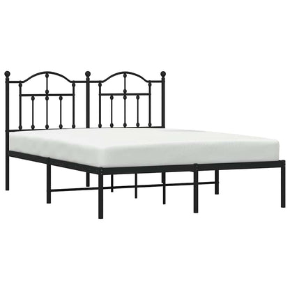 vidaXL Metal Bed Frame without Mattress with Headboard Black 135x190cm