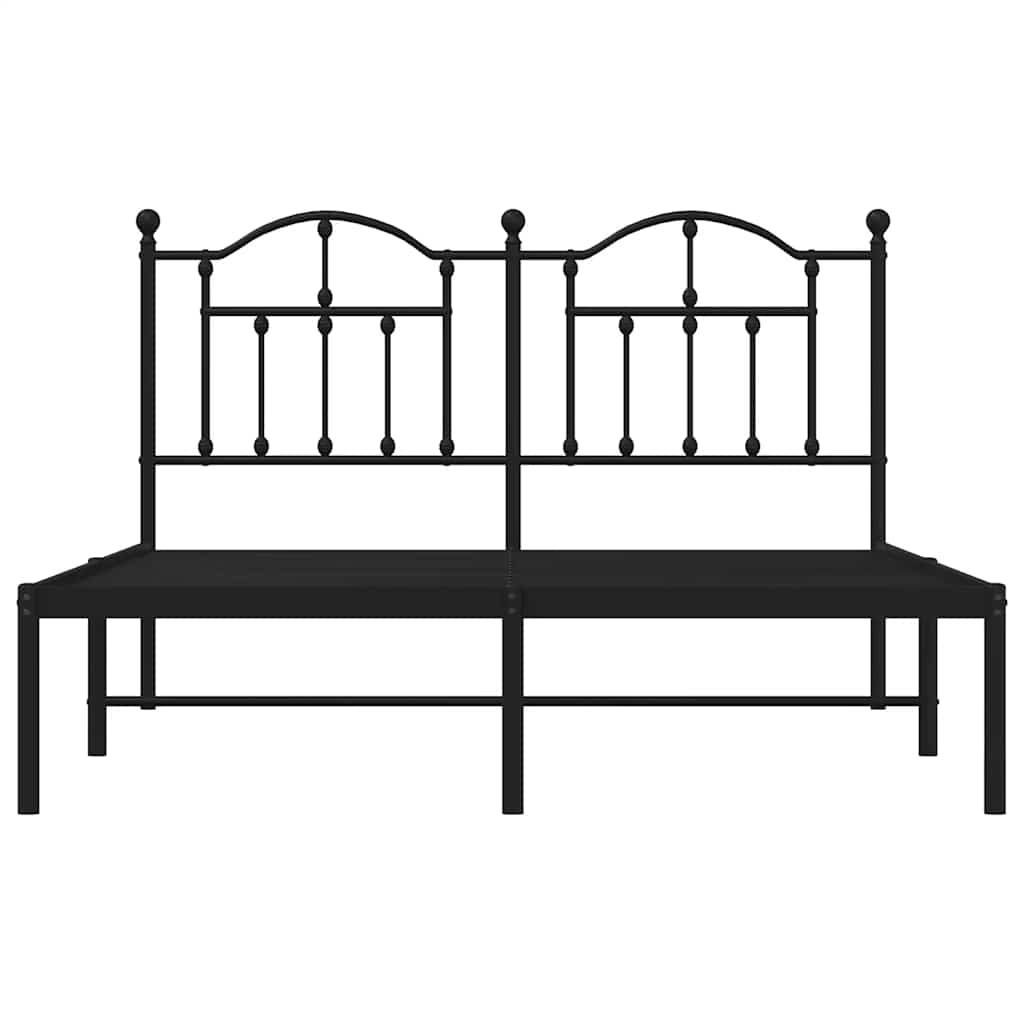 vidaXL Metal Bed Frame without Mattress with Headboard Black 135x190cm