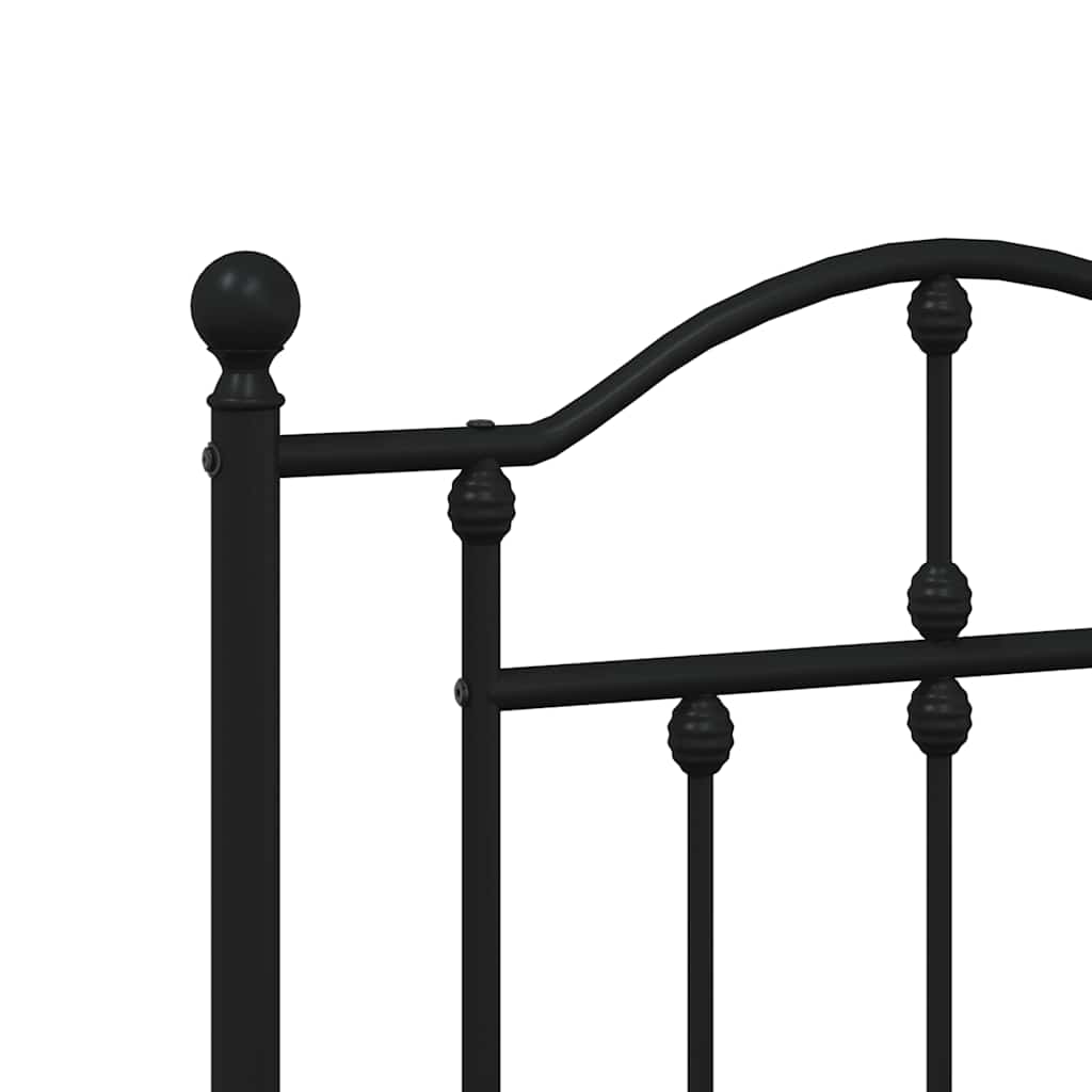 vidaXL Metal Bed Frame without Mattress with Headboard Black 135x190cm
