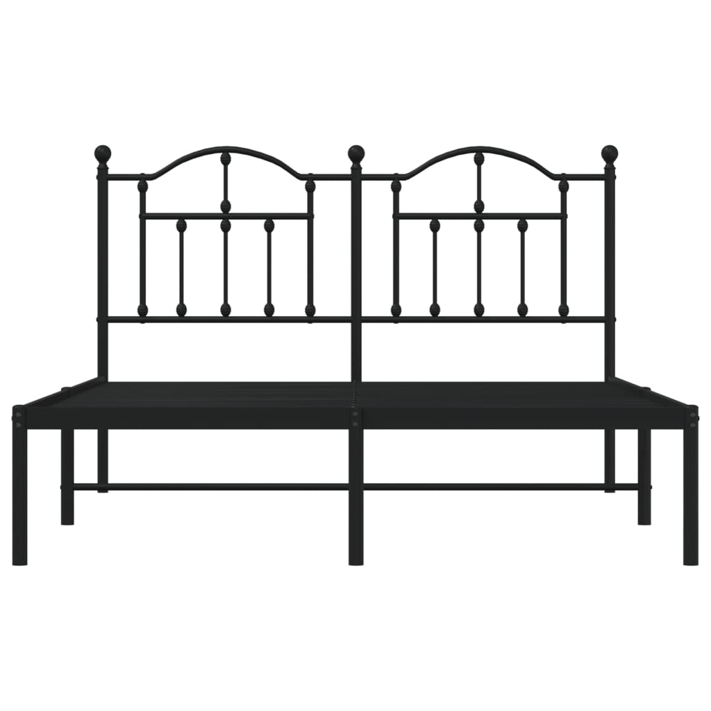 vidaXL Metal Bed Frame without Mattress with Headboard Black 140x190cm
