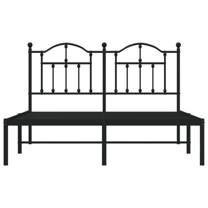 vidaXL Metal Bed Frame without Mattress with Headboard Black 140x190cm