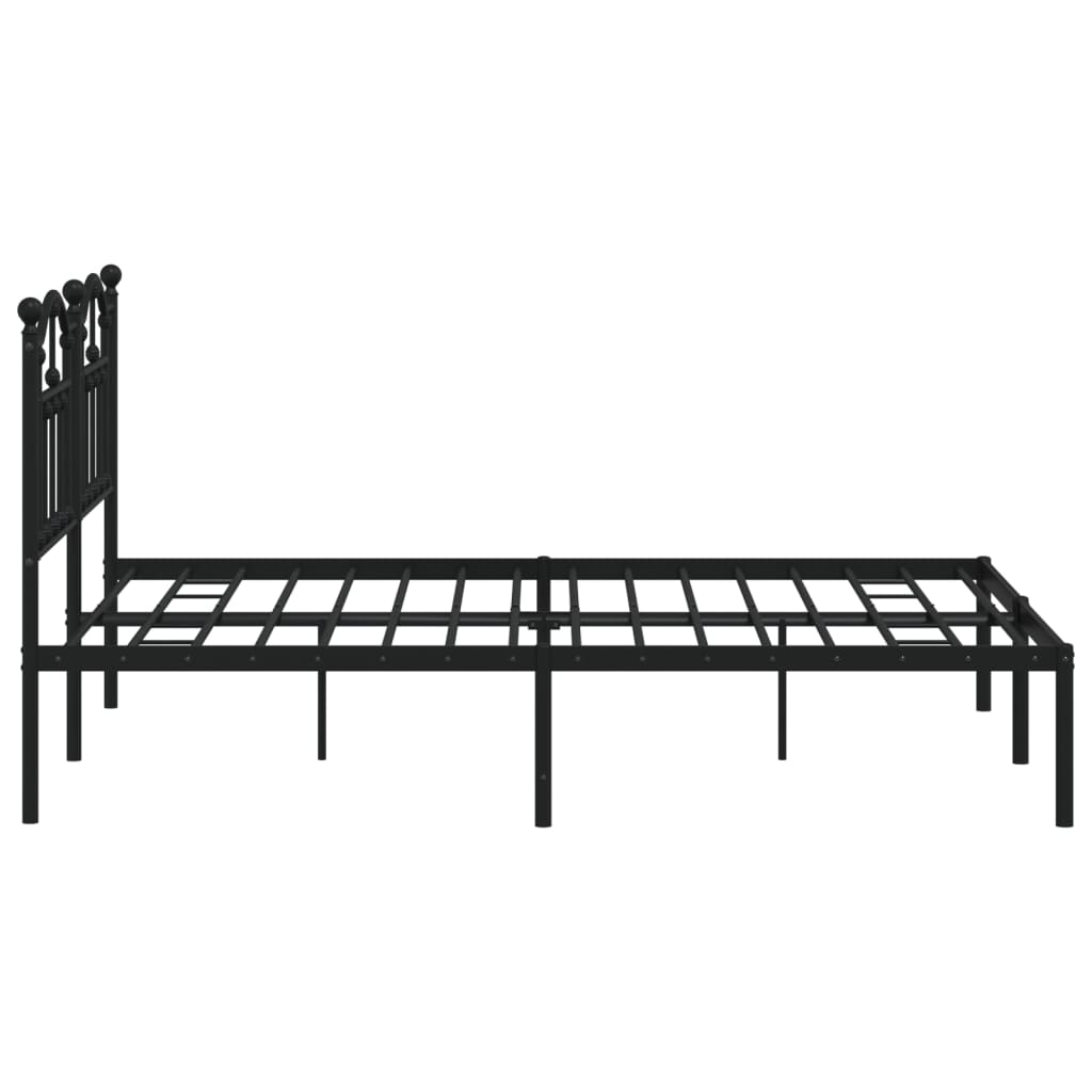 vidaXL Metal Bed Frame without Mattress with Headboard Black 140x190cm
