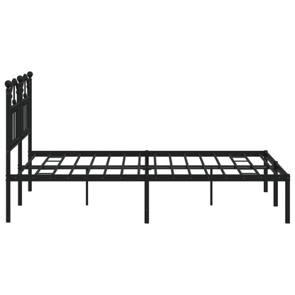 vidaXL Metal Bed Frame without Mattress with Headboard Black 140x190cm
