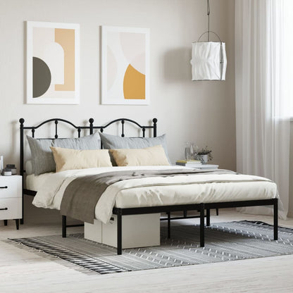 vidaXL Metal Bed Frame without Mattress with Headboard Black 140x190cm