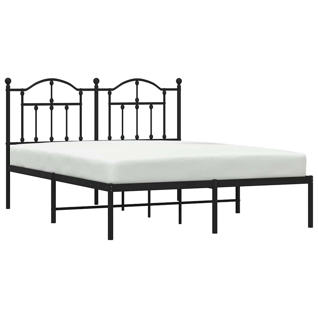 vidaXL Metal Bed Frame without Mattress with Headboard Black 140x200cm