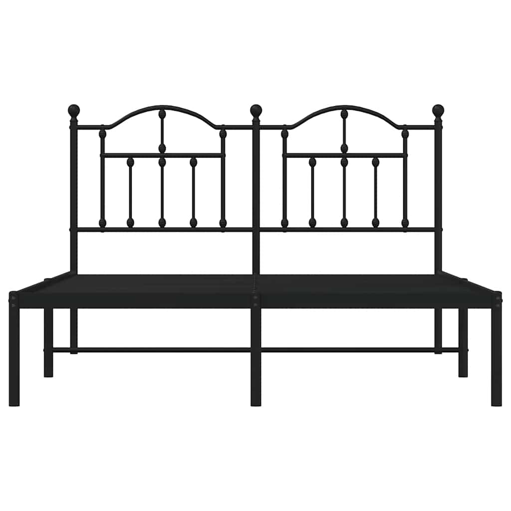 vidaXL Metal Bed Frame without Mattress with Headboard Black 140x200cm