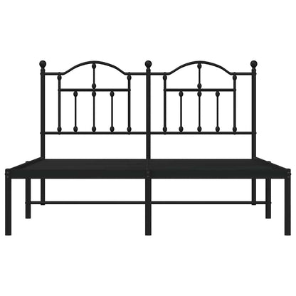 vidaXL Metal Bed Frame without Mattress with Headboard Black 140x200cm