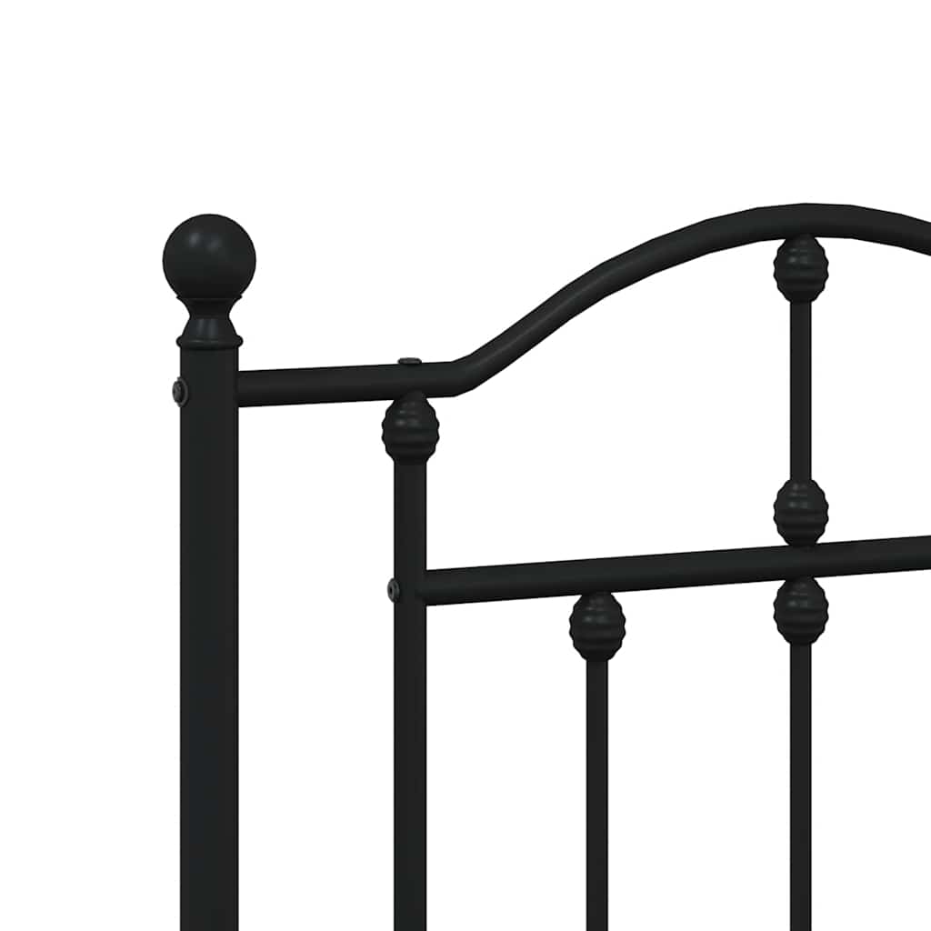vidaXL Metal Bed Frame without Mattress with Headboard Black 140x200cm