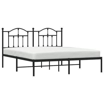 vidaXL Metal Bed Frame without Mattress with Headboard Black 160x200cm