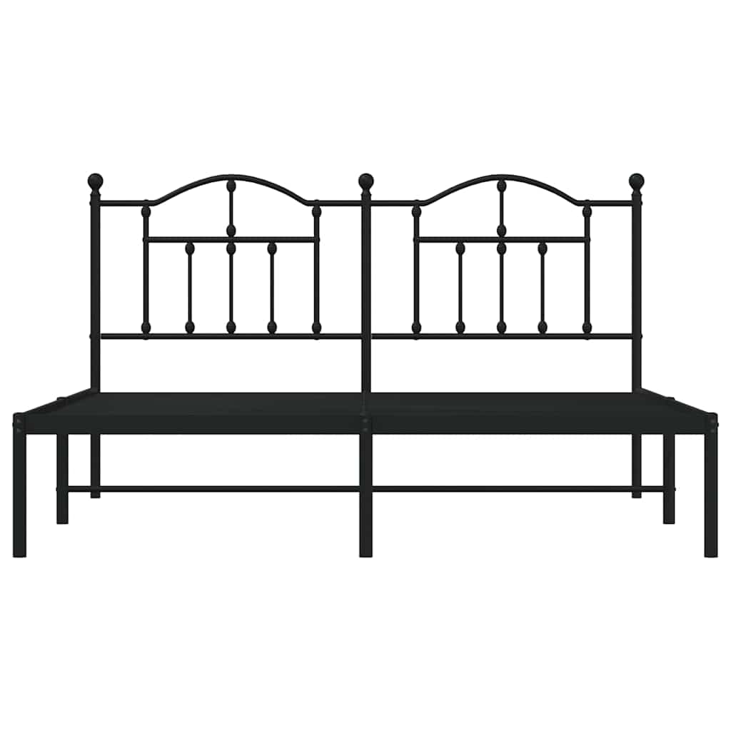 vidaXL Metal Bed Frame without Mattress with Headboard Black 160x200cm