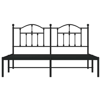 vidaXL Metal Bed Frame without Mattress with Headboard Black 160x200cm