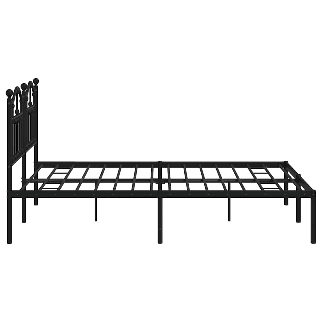 vidaXL Metal Bed Frame without Mattress with Headboard Black 160x200cm