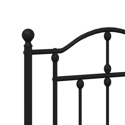 vidaXL Metal Bed Frame without Mattress with Headboard Black 160x200cm