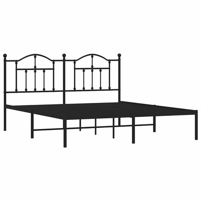 vidaXL Metal Bed Frame without Mattress with Headboard Black 180x200cm