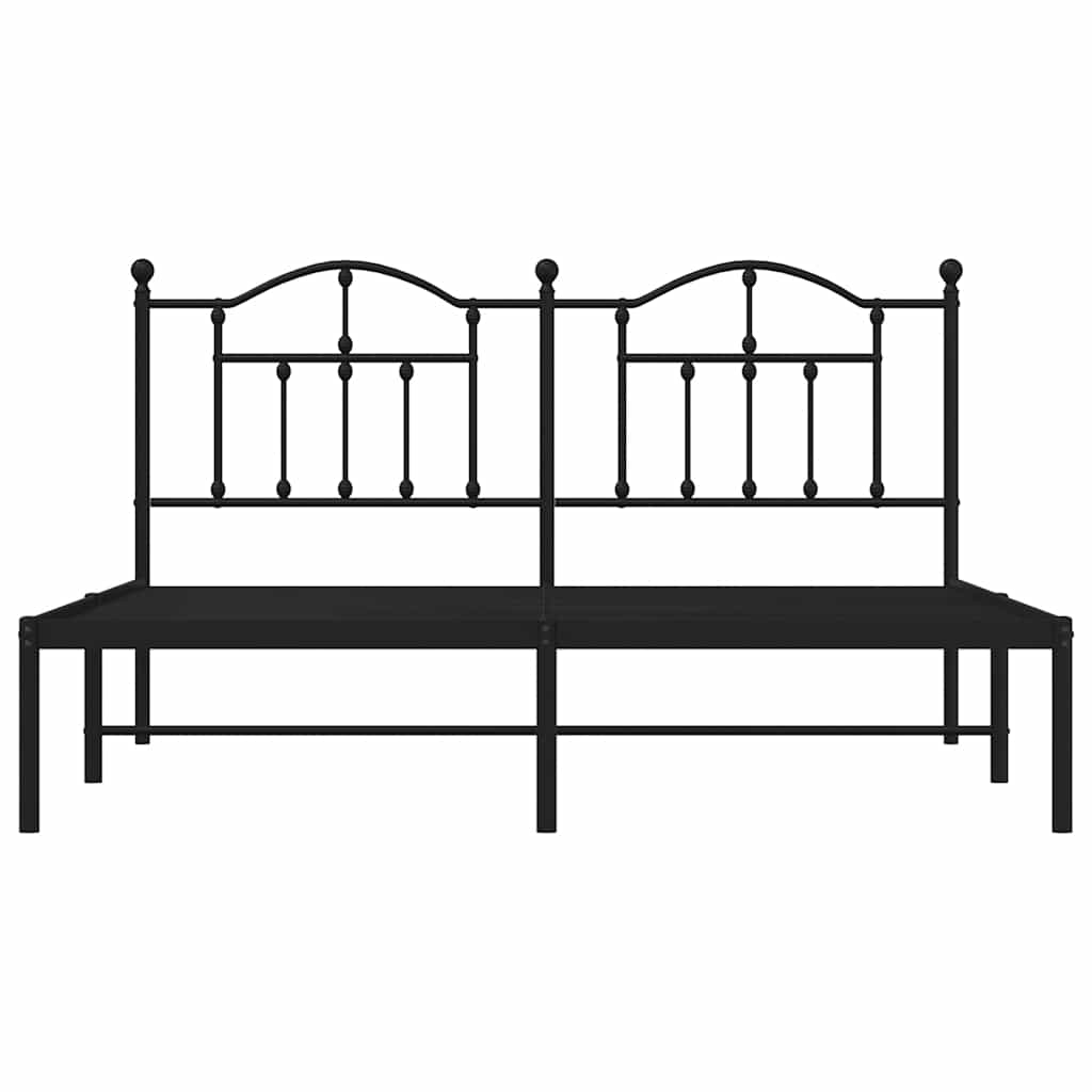 vidaXL Metal Bed Frame without Mattress with Headboard Black 180x200cm